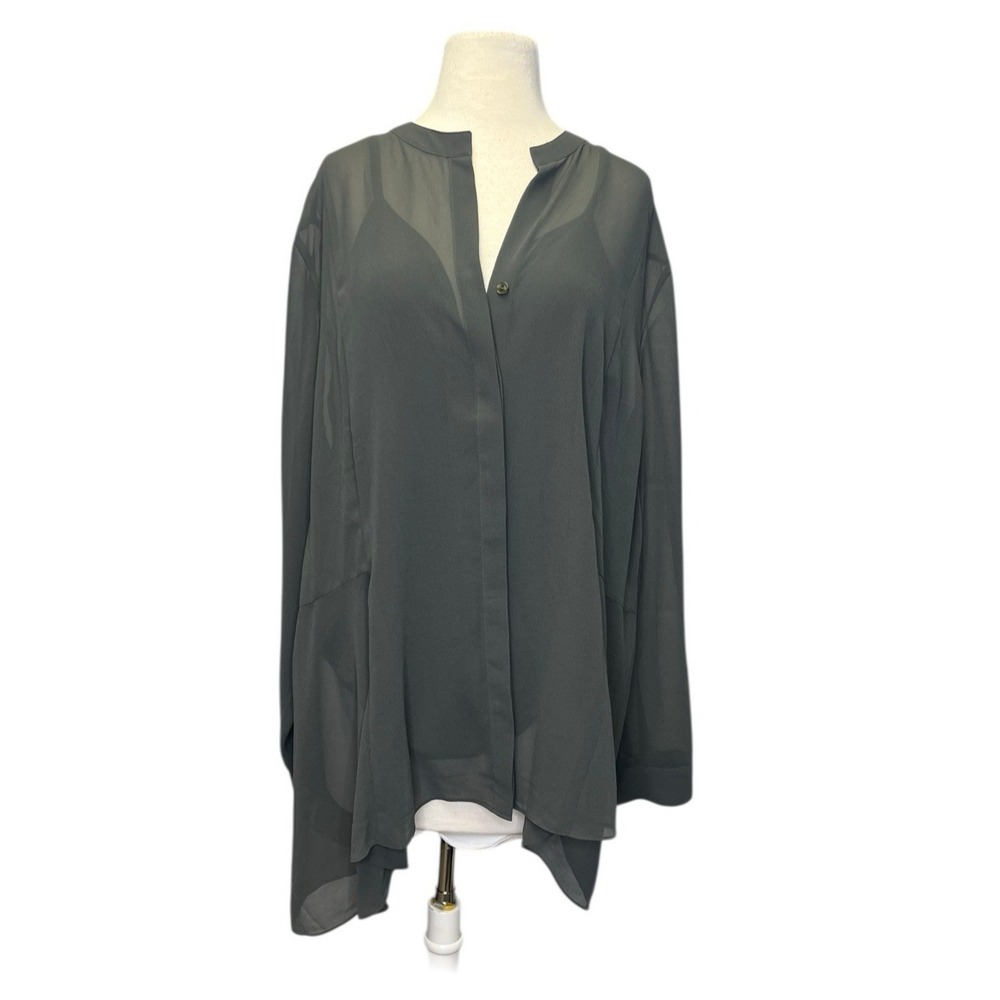 Soft Surroundings Sheer Tunic Top w/ Cami 2X Gray Boho Ethereal Flowy Side Panel